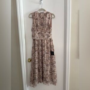 NWT Lulu's Blush and Cream Floral Ruffle Maxi Dress